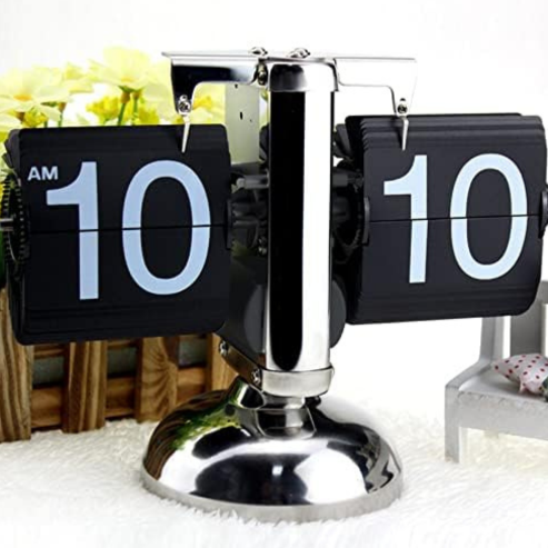 Horloge à page rabattable vintage – rotation automatique, mouvement quartz, décoration rétro pour salon, bureau ou chambre